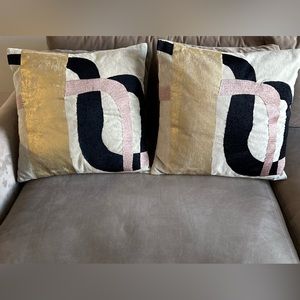 West Elm. Two Embroidered Metallic Curves Pillow Covers.